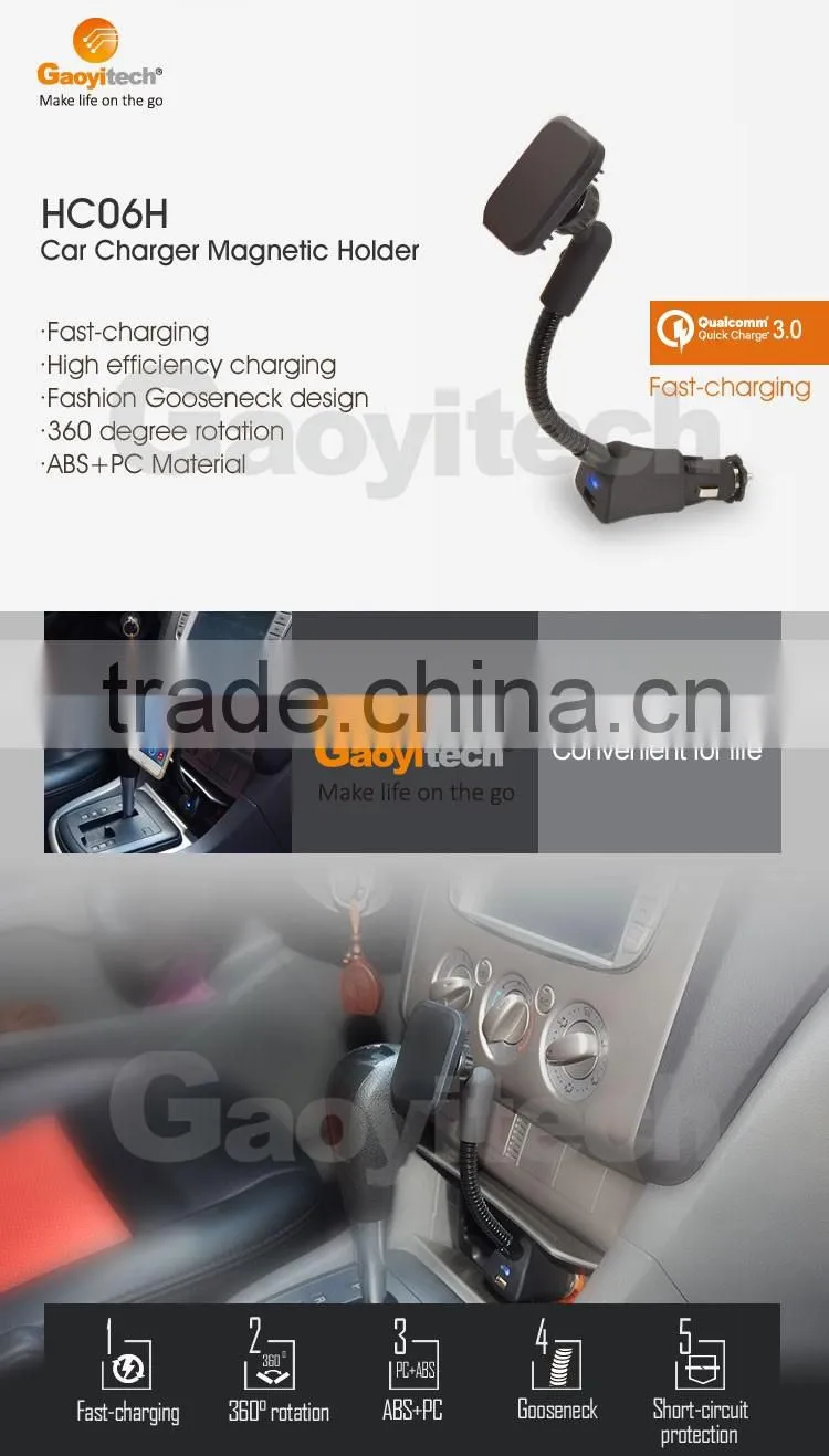 2016 New smart IC with QC3.0 car charger holder car smartphone accessories
