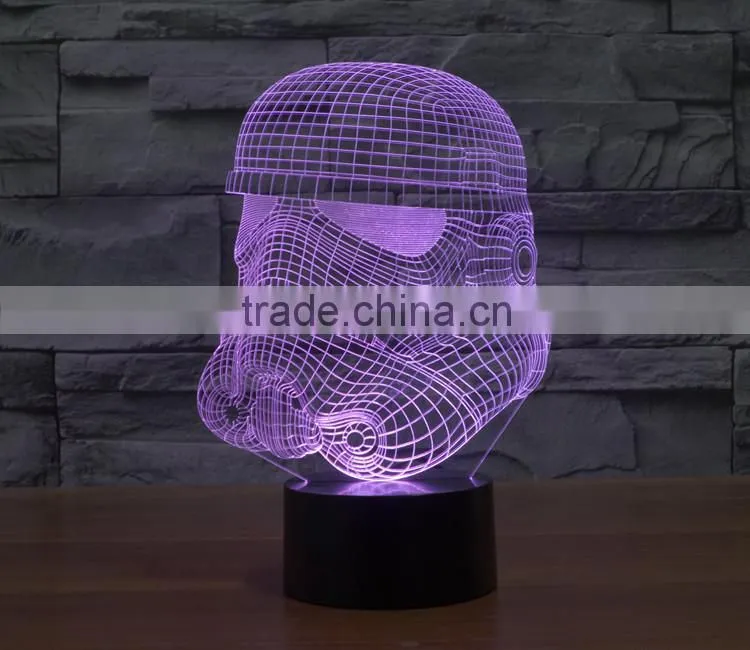 White knight shape USB + battery operated 3d acrylic illusion 7 color changing night light for children led magnetic lamp