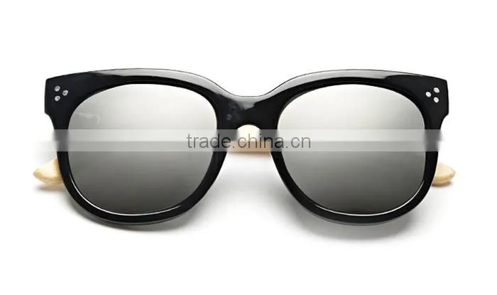 Handcraft sustainable eco-friendly custom wood sunglasses polarized mirror lens PC frame sunglasses with bamboo temple