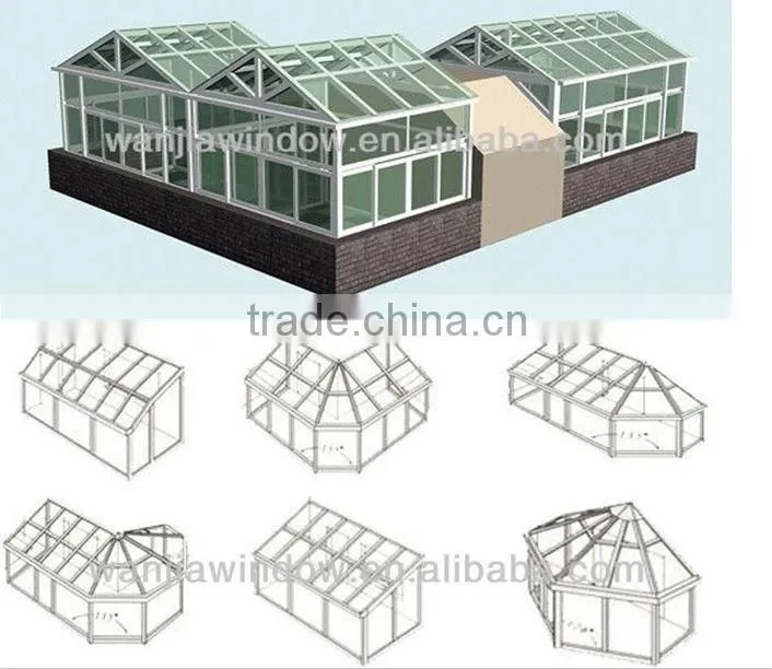 hot sell aluminum sunrooms glass houses made of glass