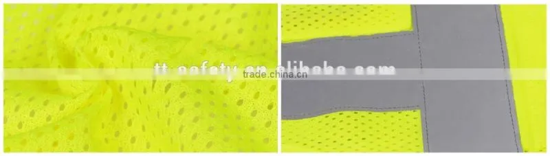 mesh high visibility fluorescence multi pockets uniform work jacket with reflective strips