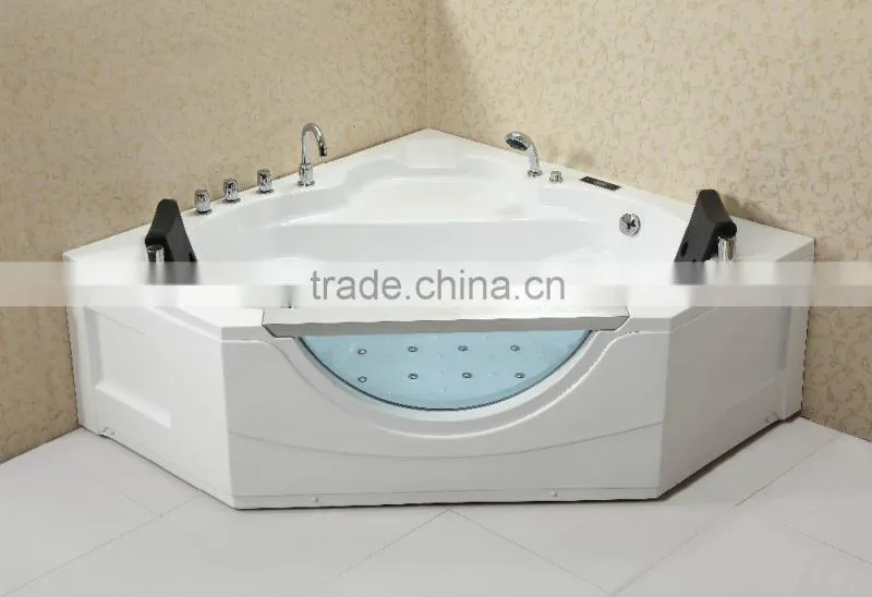 Two persons Glass massage bathtub Corner Hot Tub Q368N