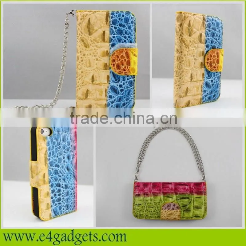 2014 New products colorful Crocodile PU handbag phone case for iphone 5S,for Apple iphone 5S handbag case China manufacturer