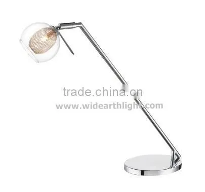 Chrome Finish Adjustable Glass And Mesh Shade UL Desk Lamp Light For Hotel Room T50027