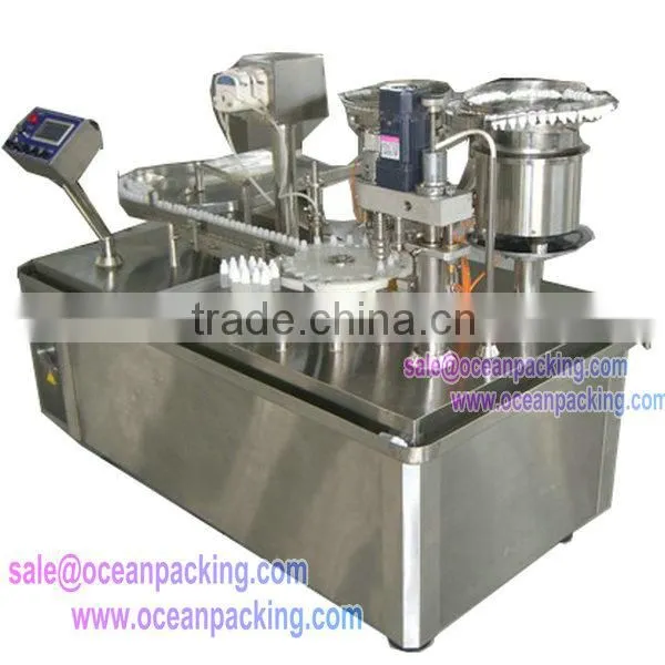 automatic e-liquid filling, plugging and capping machine all in one