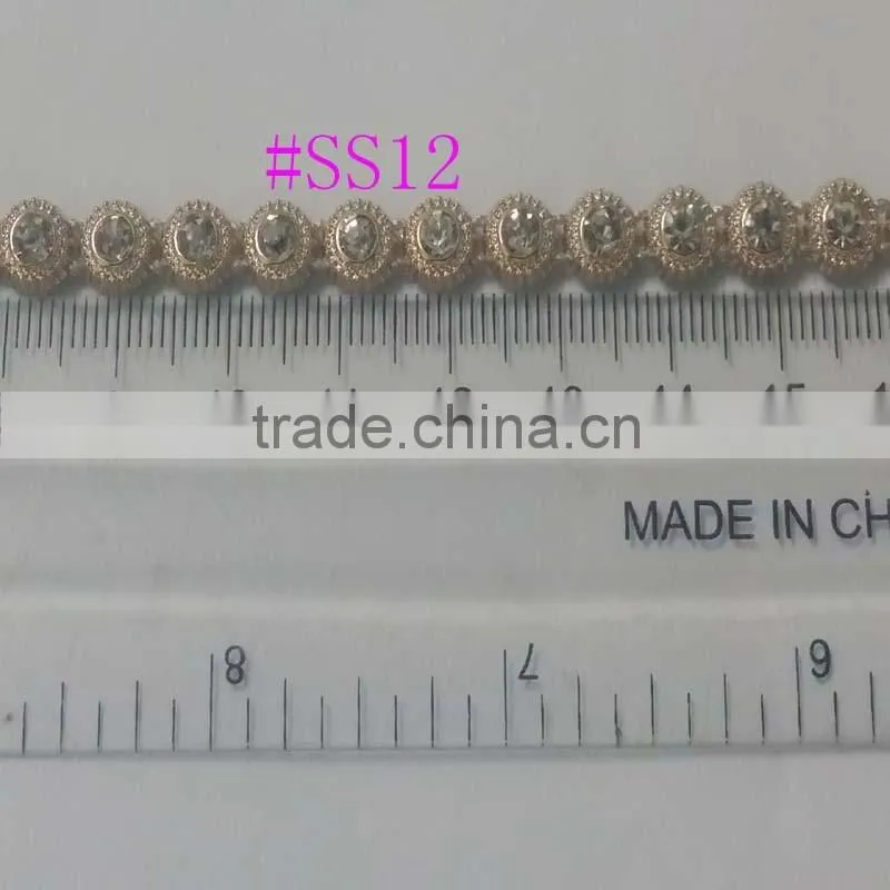Gold UV electroplating diamond Trimming. Crystal Rhinestone BandingSS12 rhinestone Banding . Wholesale