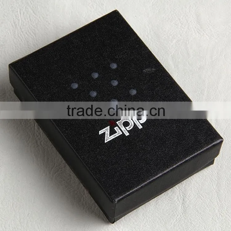 Zippo brand packaging box made by black matte paper board for light of cigarette smoking
