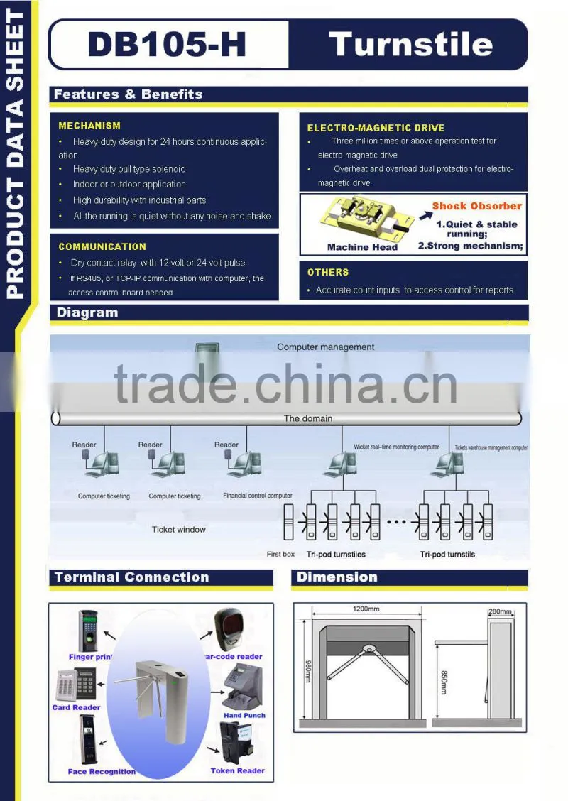 Shenzhen RFID Barrier Gate Manufacture Access Control Gate Tripod Turnstile