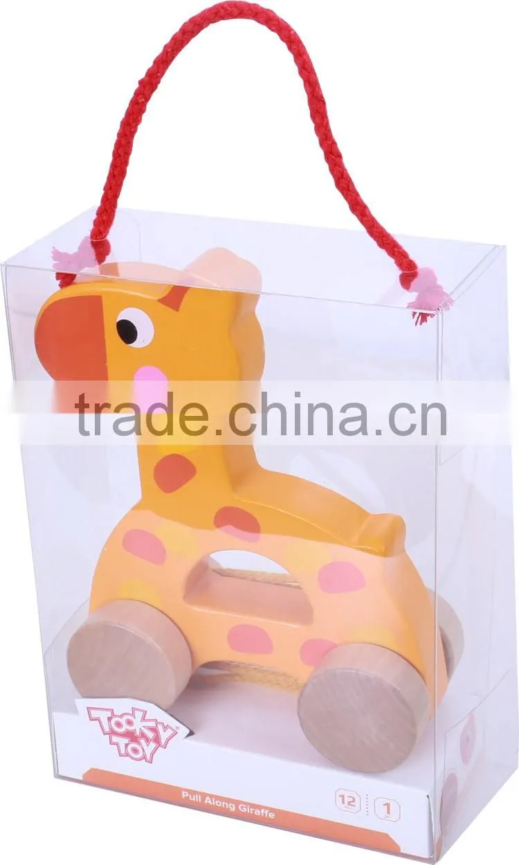 Zoo Animals Pull String Wooden Toy Pull Along Giraffe