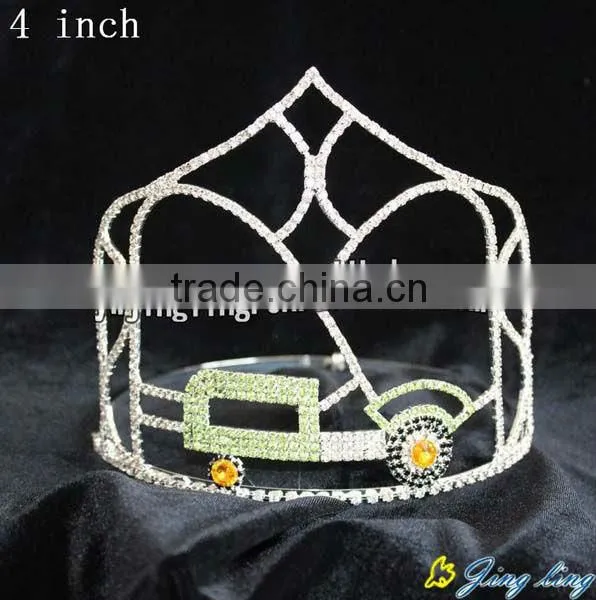group green rhinestone tractor tiara for pageant one set crown