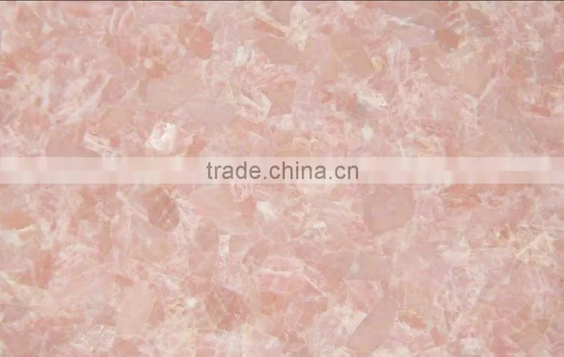 Rose quartz crystal slab polished for counter top decor