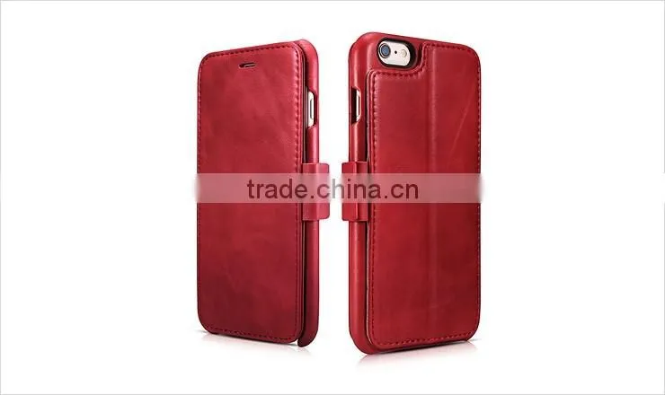 ICARER Genuine Leather Vintage Wallet Case with Three Credit Cards Slot For iPhone6/6s