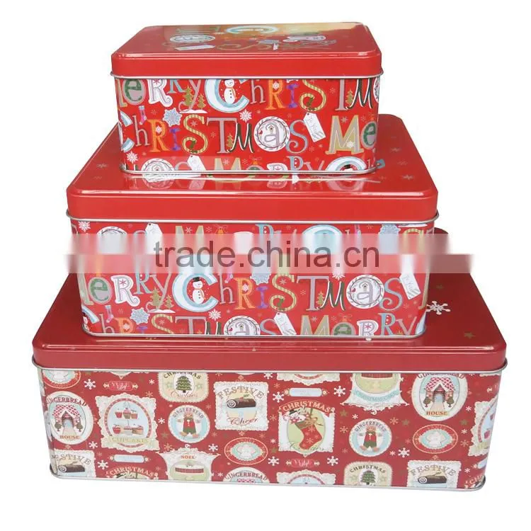 New household custom rectangle gift candy/cookie package metal tin can