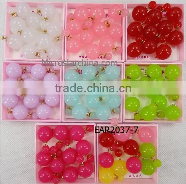 Wholesale Women Fashion Pearl Earring Two Ball magnetic Ear Stud
