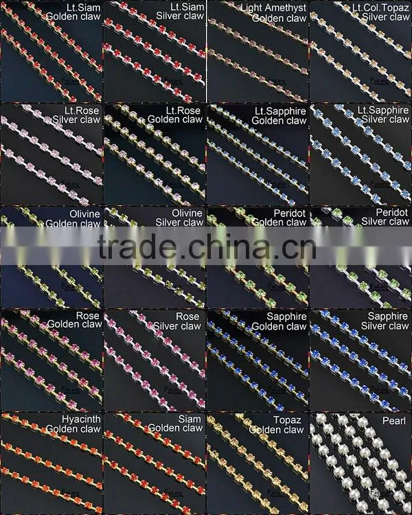Pearl cup chain silver or golden claw,MOQ 50m paypal accepted,sparse chain,cheap rhinestone chain