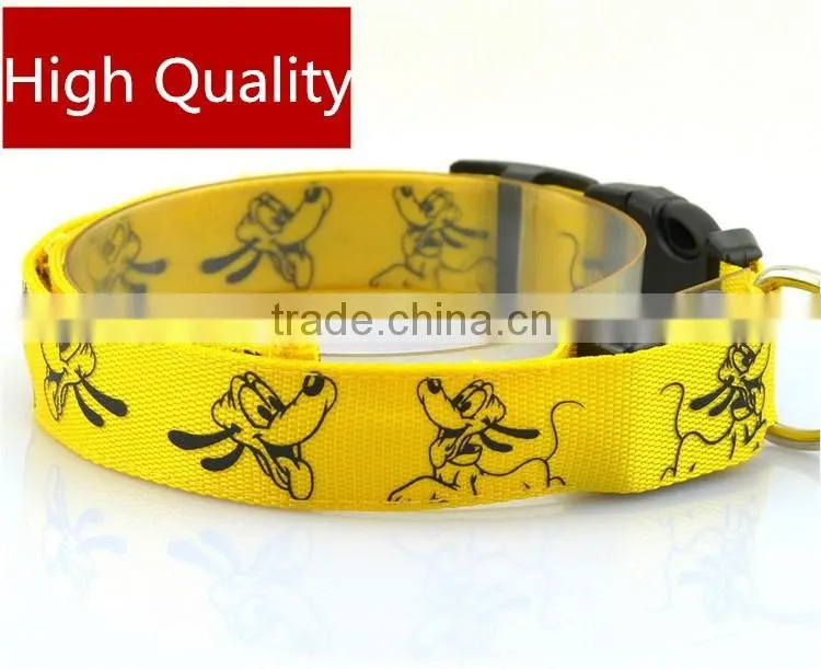 Cute Cartoon Dog LED Nylon Pet Dog Cat Collar Night Safety LED Light-up Flashing Glow in the Dark Lighted Dog Collars