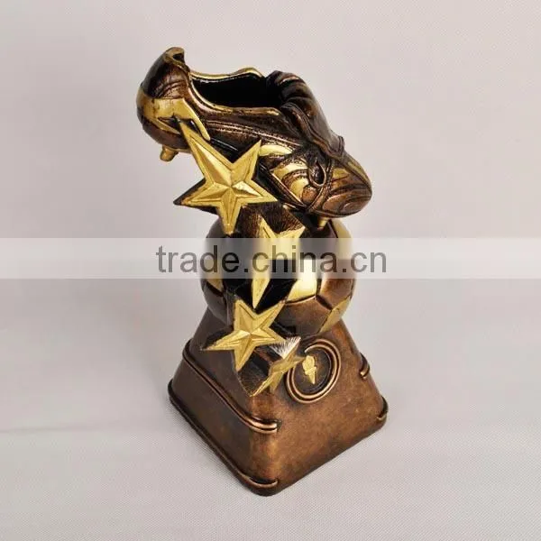 Resin soccer shoe trophy cup