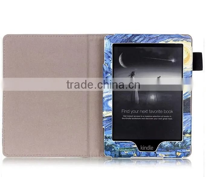 Exactly Fit Custom Printing Leather Case for 2016 New Kindle e-Reader, OEM Leather Case for e-Reader New Kindle 2016