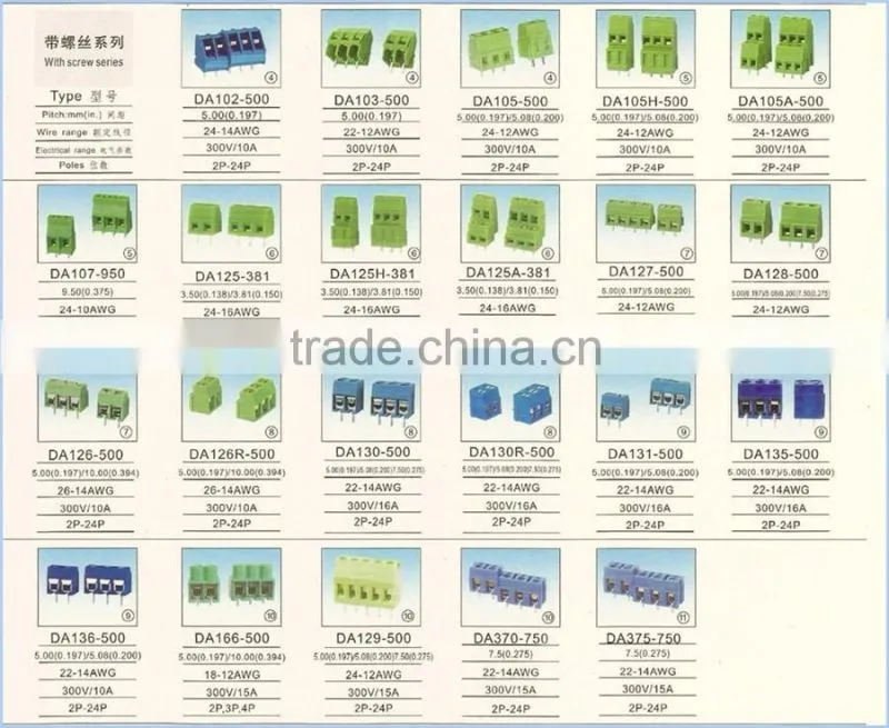 Factory price 4.00MM Germany terminal block with fast Surface Mount Pcb Terminal blocks with push-buttons