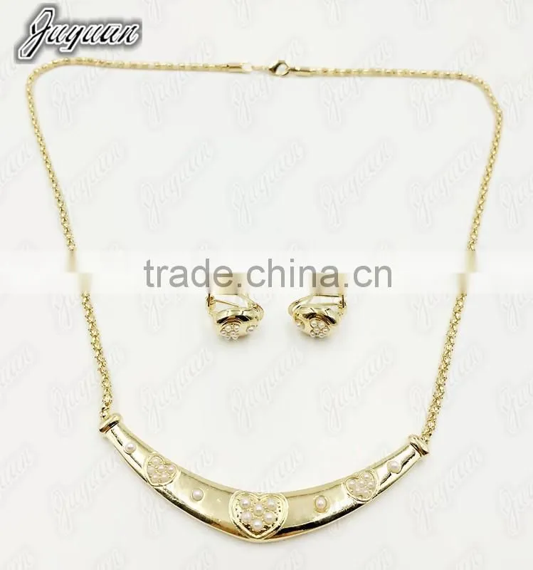 Juyuan Fashion 18K Gold Plated Pendant&Earring Pearl Baby Set