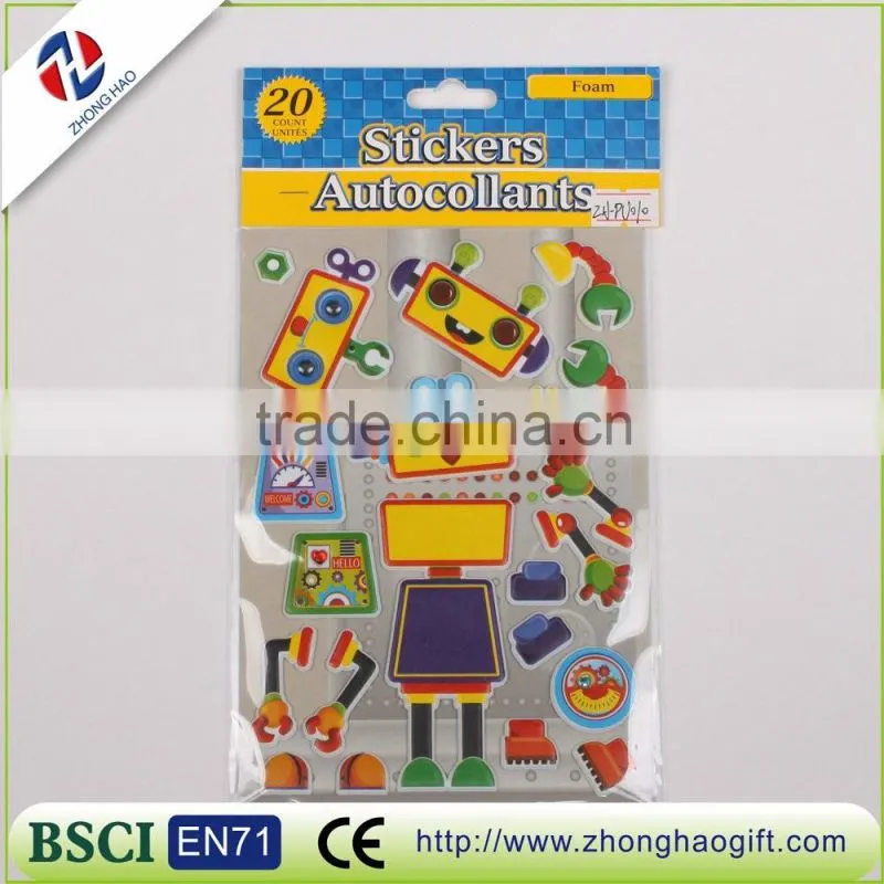 3d change clothes game kids puffy foam stickers