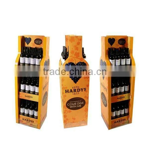 Cardboard customized wine soda bottle display rack