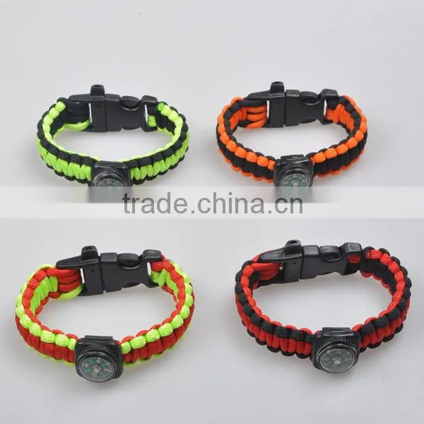 550 paracord bracelet with whistle buckle, paracord bracelet with compass