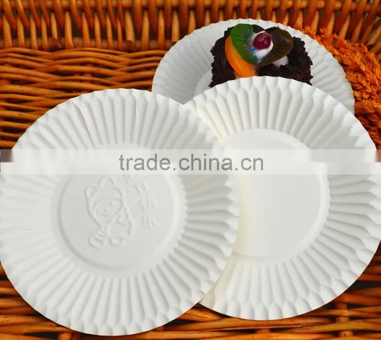 6 inch 8 inch 9inch 7inch white disposable round paper plate for birthday party cakes and Christmas party