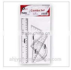 4 Pieces students Plastic Ruler Set/geometry set/school geometry set