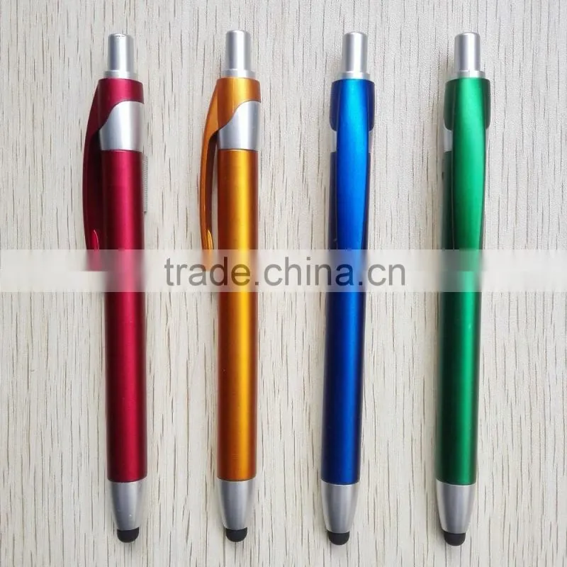 Wholesale promotional products china Lacquer color barrel and clip plastic stylus pens