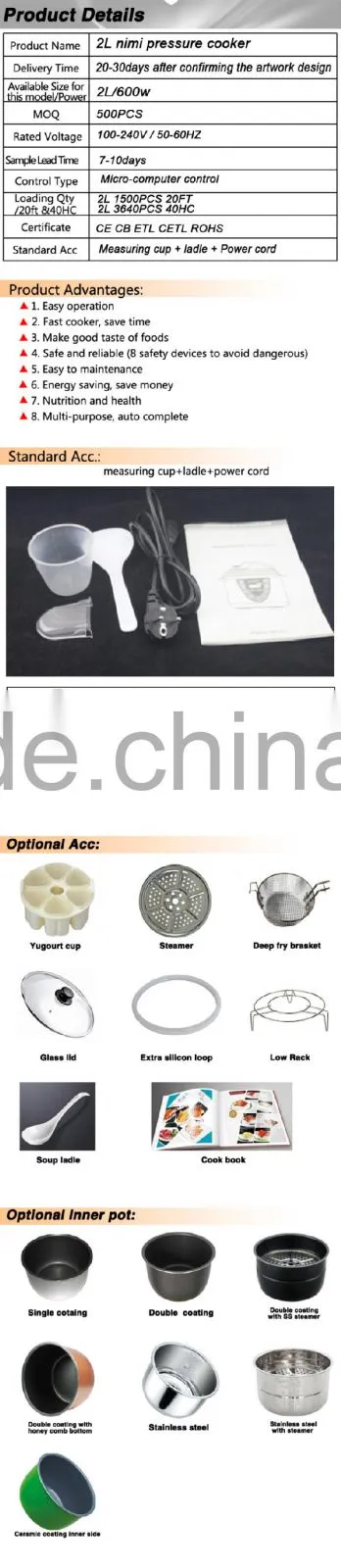 2015 MPC036 100 110 220 240V New Multifunction Electric Pressure Cooker with steamer
