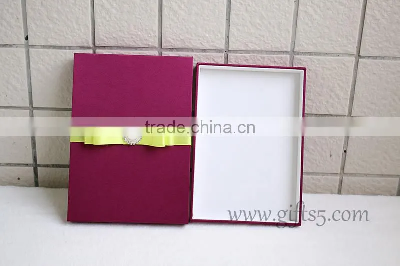 Elegant Burgundy wedding invitation boxes with pearl