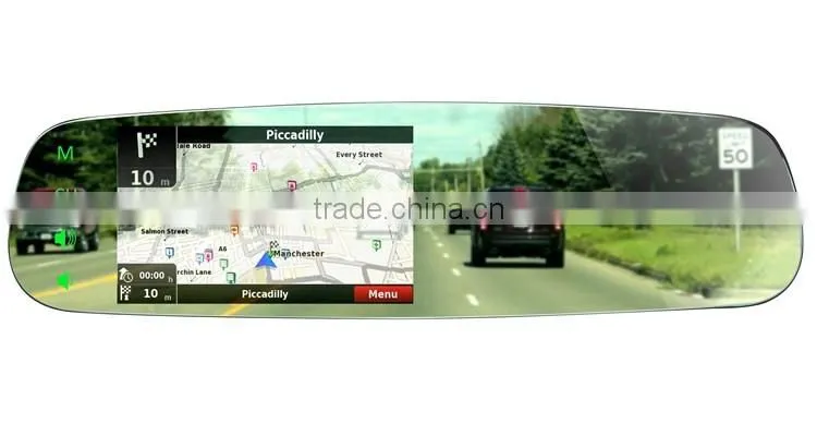 4.3 inch frameless rearview mirror monitor sychronize informations gps navigation