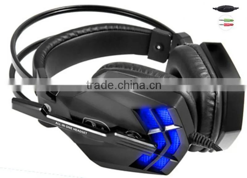 Lastest Fashion Design Adjustable profession big earmuff vibration gaming headset,heavy bass stereo headphone for gamer,xbox,ps4