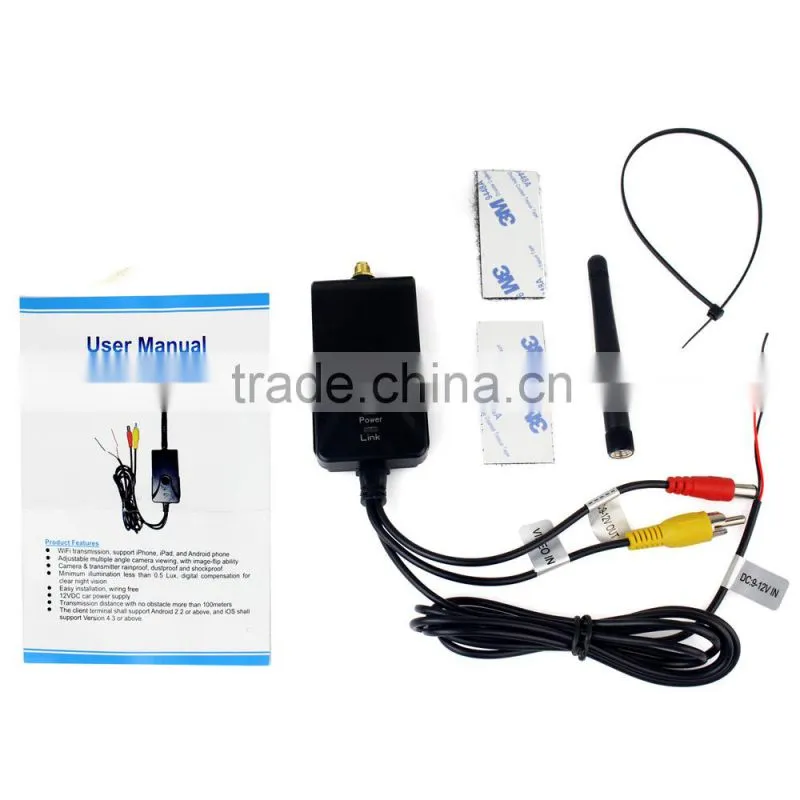 New Black WIFI Wireless Car Backup Realtime Video Transmitter 12V DC For iPhone Android