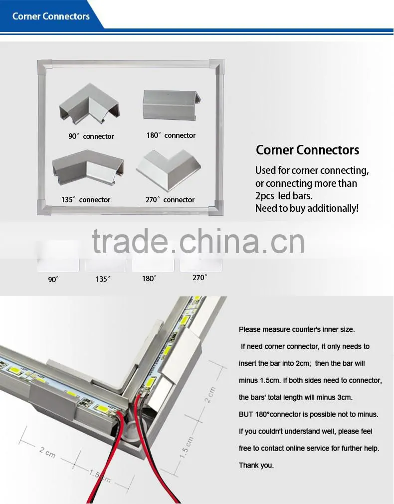 LED Bar 5730 300mm 12V Hard Rigid Strip LED Light 72/90 leds/m, Aluminium V-Shape Non-Waterproof Jewelry Counter LED Lamps