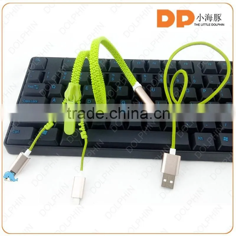 popular item on US market universal 2 in 1 zipper USB charging cable for smartphone