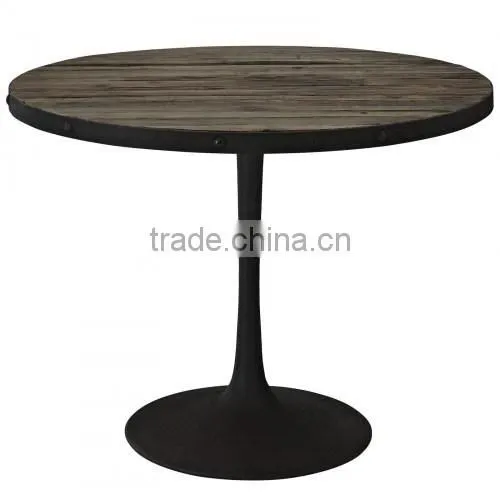 custom made furniture metel base wood table top round coffee dining room table