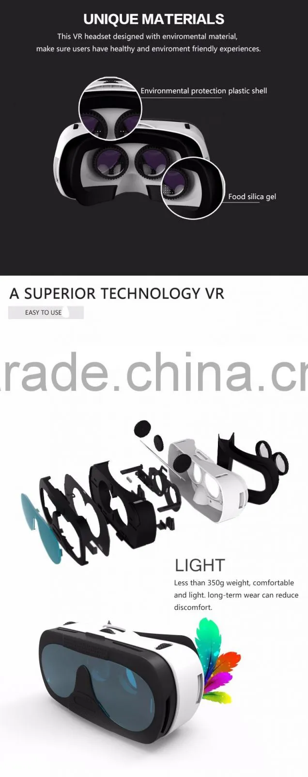 2016 HTOMT Plastic Google Cardboard VR 3D Glasses 9D VR cinema