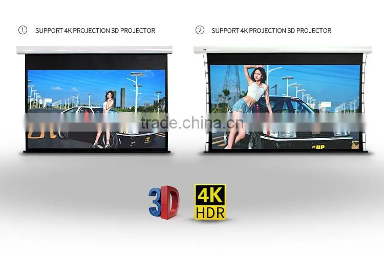 Electric pull-down projection screen /wall or ceiling mounted motorised projector screen for school theather
