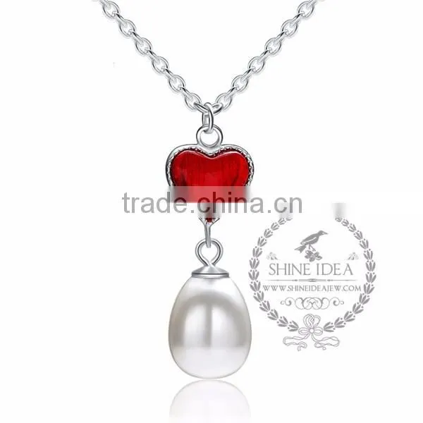 925 sterling silver red lover's heat pearl necklace fashion women necklace jewelry supplies 6360478