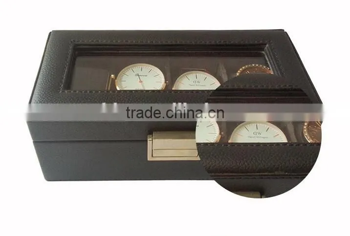 High Grade cheap hot selling leather 4slocks watch box with window