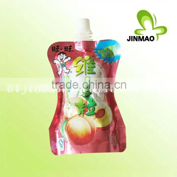 Colorful printing side gusset fruit juice spout plastic bag