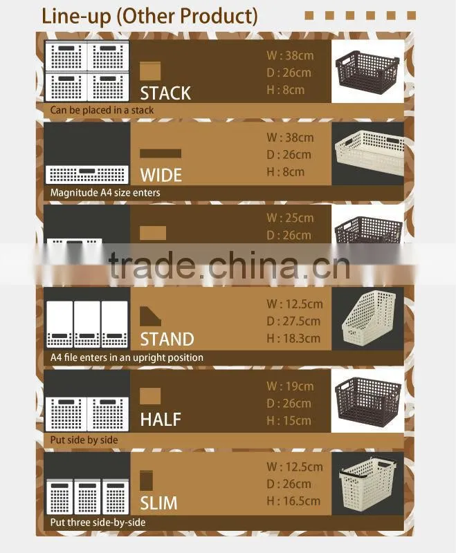Stacking plastic baskets storage item made in Japan , available in 2 color