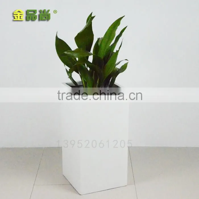 matt white rectangular uv resistant glass fiber urn