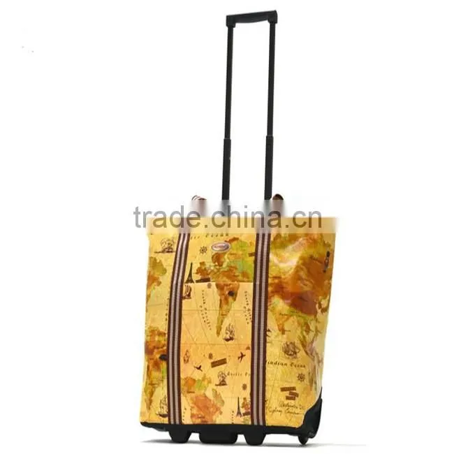 Light weight retractable handle textile lining printed luggage