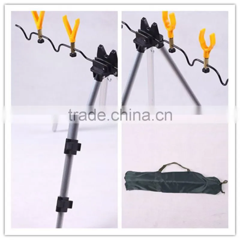 triangle fishing rod aluminum pod with 6 rod rest in nylon carrying bag