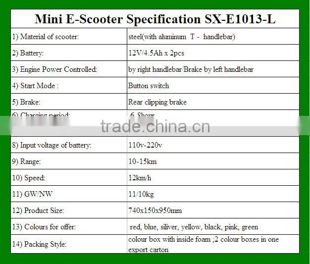 100W Power Folding Children Electric Scooter SX-E1013-H