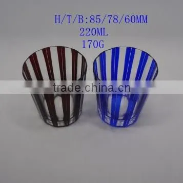 200ml blue colored series hand cut hotel banquet wine glass