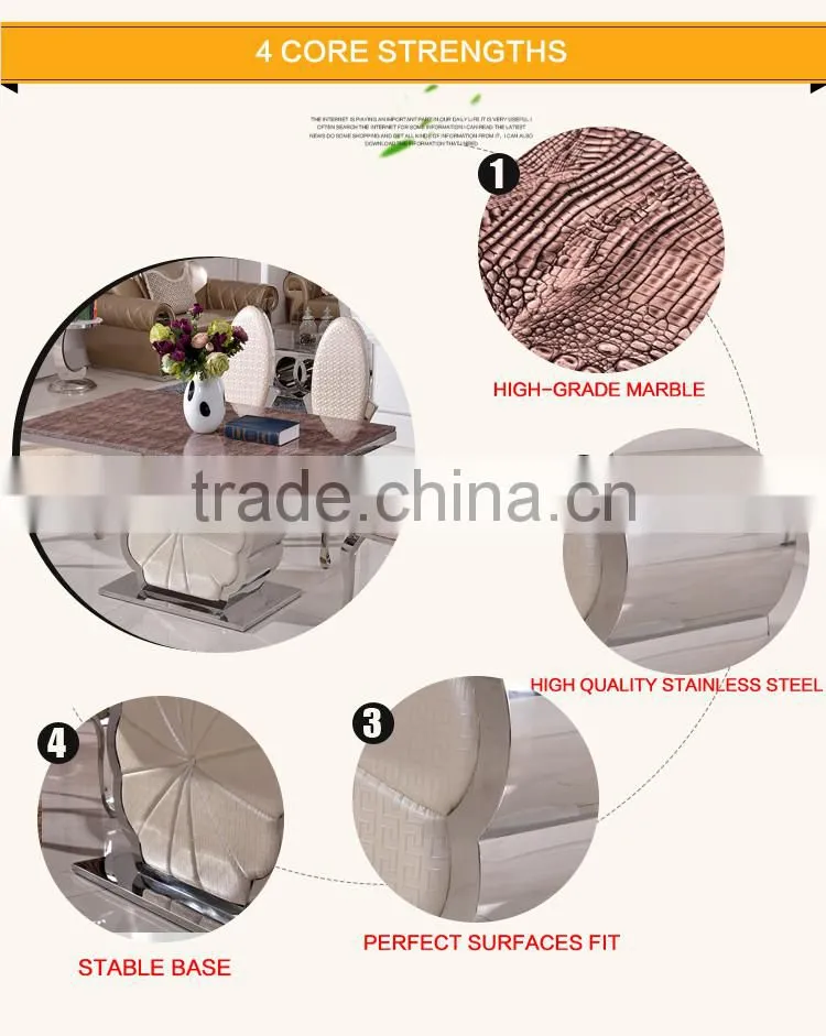 Cheap Furniture Marble Top Dining Table Set TH385